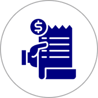 Receipt icon with dollar sign and hand.