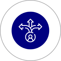 Person icon with three directional arrows.